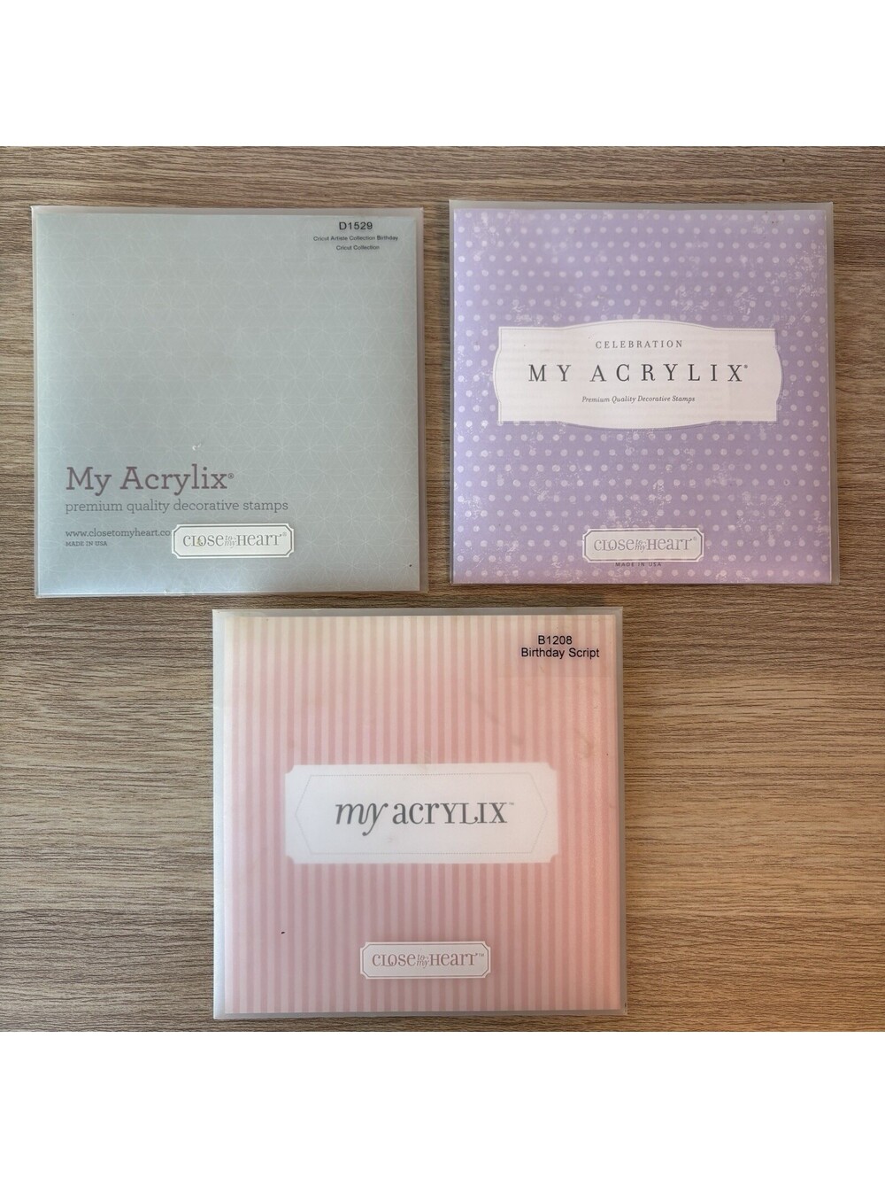 Close To My Heart Birthday Bundle Of 3 My Acrylix Retired Clear Stamp Sets